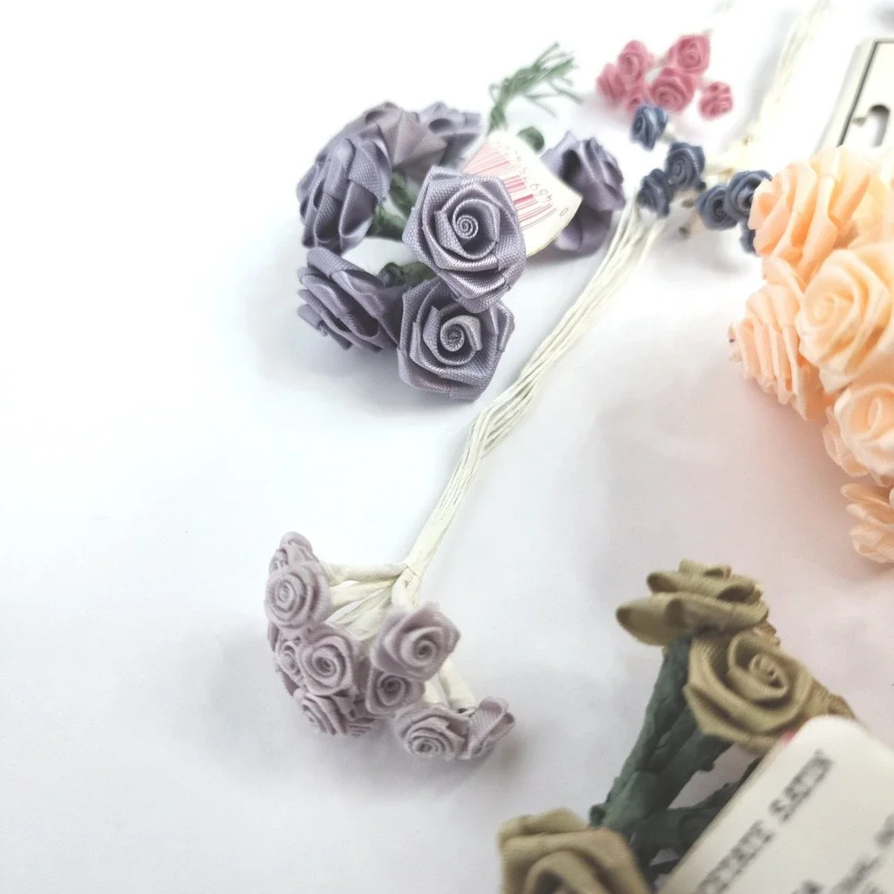 Vintage Wang's International Acetate Satin Ribbon Roses Craft Floral Lot Multi